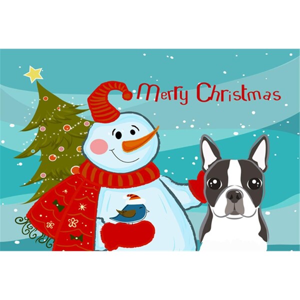 Carolines Treasures Snowman With Boston Terrier Fabric Placemat - BB1823PLMT