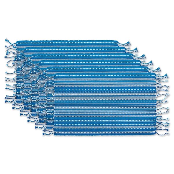 Fastfood DII Tonal Stripe with Fringe Placemat, Blue - FA2691431
