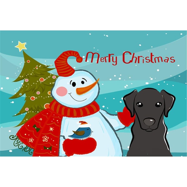 Carolines Treasures Snowman With Black Labrador Fabric Placemat - BB1855PLMT
