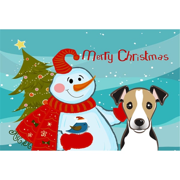 Carolines Treasures Snowman With Jack Russell Terrier Fabric Placemat - BB1881PLMT