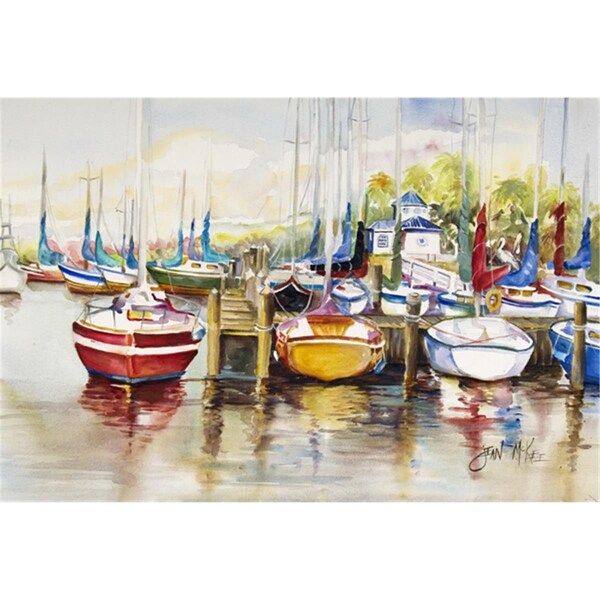 Carolines Treasures Paradise Yacht Club Ii Sailboats Fabric Placemat - JMK1064PLMT