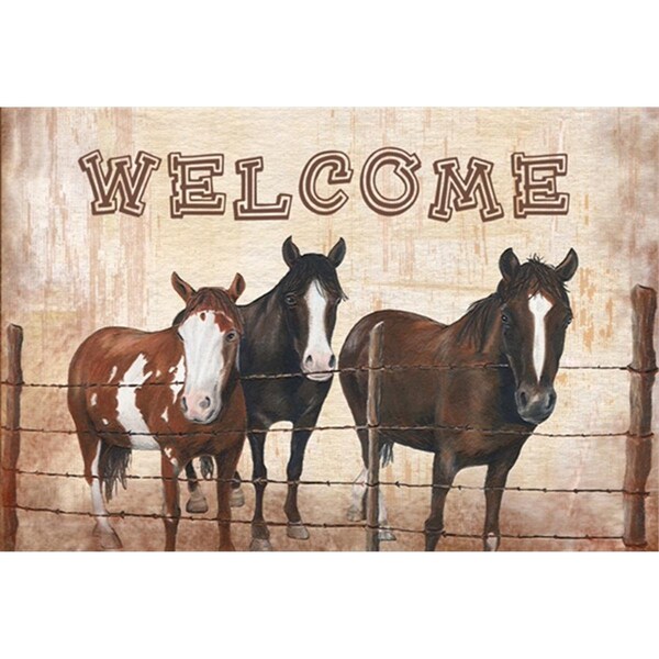 Carolines Treasures Welcome Mat With Horses Fabric Placemat - SB3059PLMT