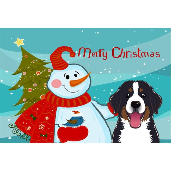 Carolines Treasures Snowman With Bernese Mountain Dog Fabric Placemat - BB1857PLMT