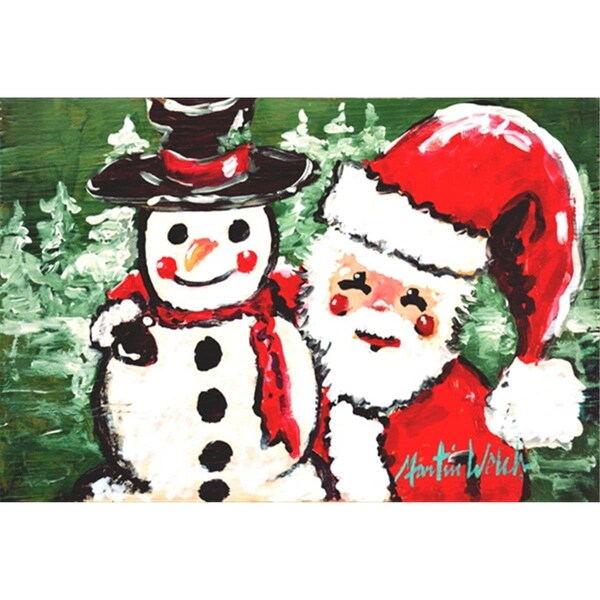 Carolines Treasures Friends Snowman And Santa Claus Fabric Placemat - MW1167PLMT