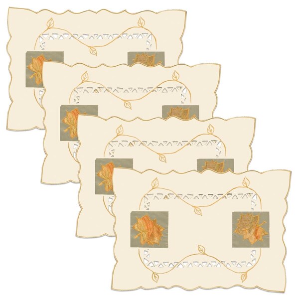 Bpf 14 x 20 in. Harvest Sheer Placemats, Cream - Set of 4 - BP3511775