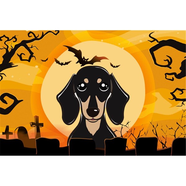 Carolines Treasures Halloween Smooth Black And Tan Dachshund Fabric Placemat - BB1773PLMT