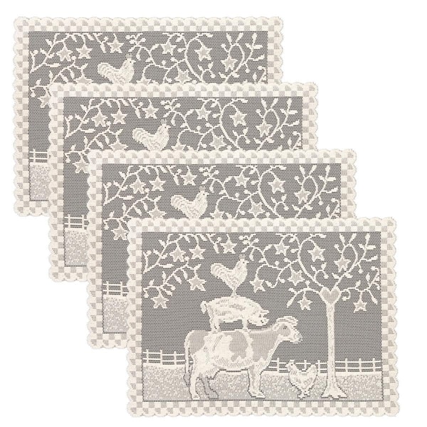 Bpf 14 x 20 in. Farmhouse Placemats, Natural - Set of 4 - BP2983625