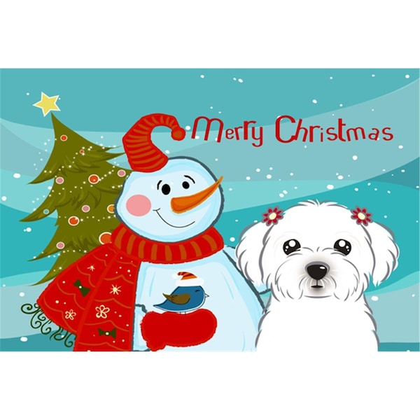 Carolines Treasures Snowman With Maltese Fabric Placemat - BB1828PLMT