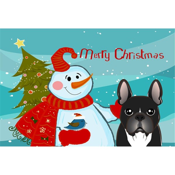 Carolines Treasures Snowman With French Bulldog Fabric Placemat - BB1847PLMT