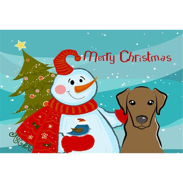 Carolines Treasures Snowman With Chocolate Labrador Fabric Placemat - BB1854PLMT