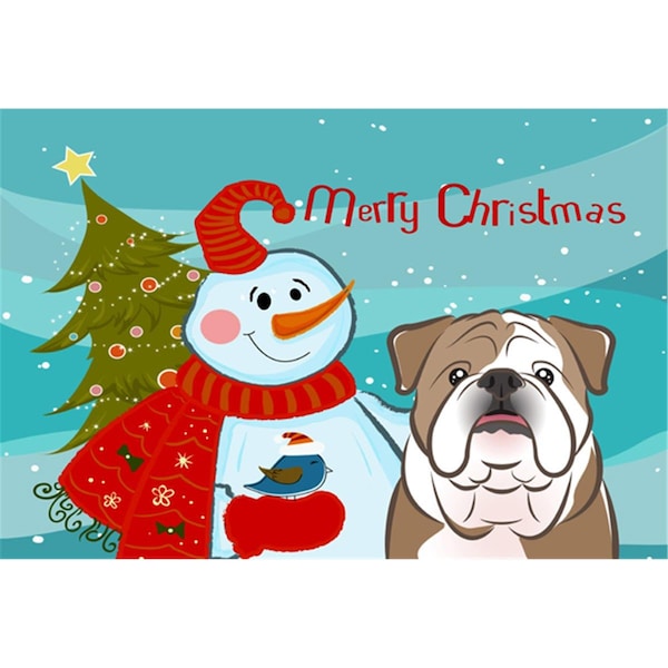 Carolines Treasures Snowman With English Bulldog Fabric Placemat - BB1839PLMT