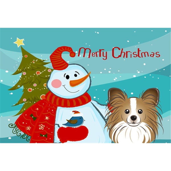 Carolines Treasures Snowman With Papillon Fabric Placemat - BB1868PLMT
