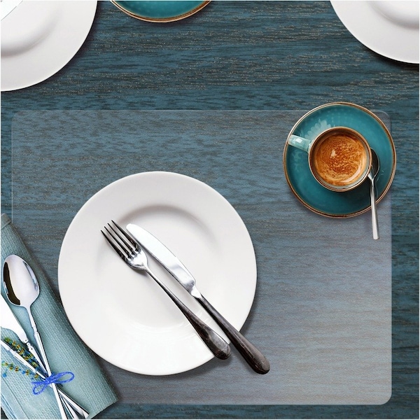 Desktex Place Mat, Heat-Resistant, 18"Wx12"L, 4/PK, Clear PK - FLRFPDE12184RA4