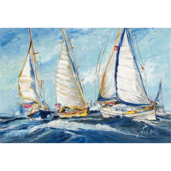 Carolines Treasures Roll Me Over Sailboats Fabric Placemat - JMK1027PLMT