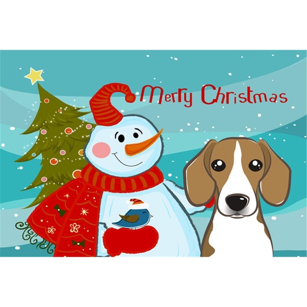 Carolines Treasures Snowman With Beagle Fabric Placemat - BB1859PLMT