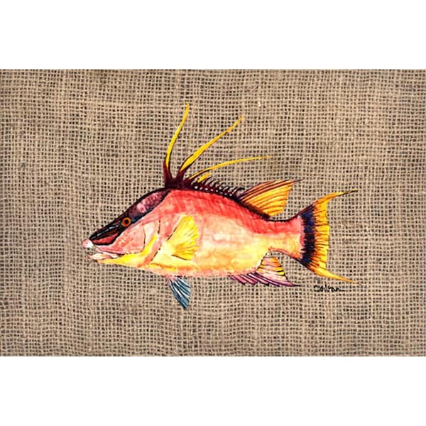 Carolines Treasures Hog Snapper On Faux Burlap Fabric Placemat - 8753PLMT