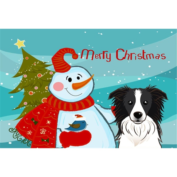 Carolines Treasures Snowman With Border Collie Fabric Placemat - BB1861PLMT