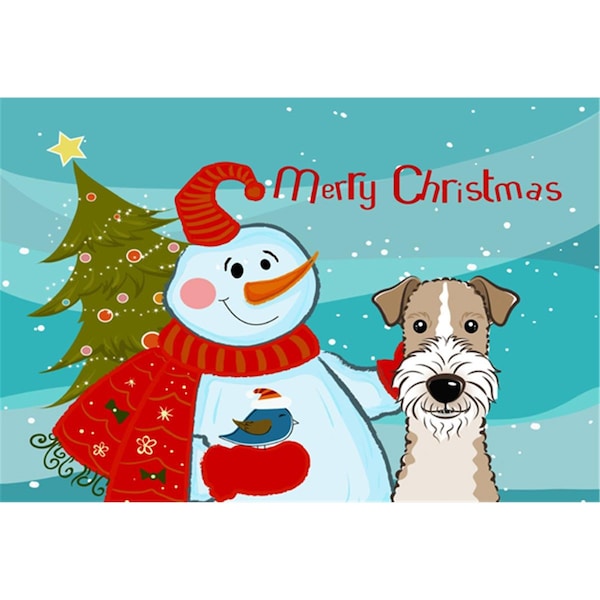 Carolines Treasures Snowman With Wire Haired Fox Terrier Fabric Placemat - BB1867PLMT