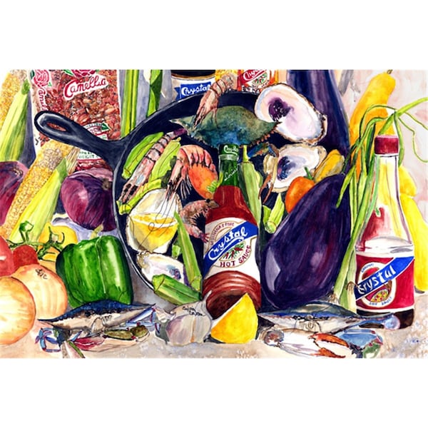 Carolines Treasures Crystal Hot Sauce With Camellia Beans And Black Skillet Fabric Placemat - 8641PLMT