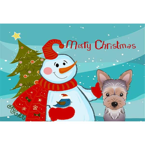 Carolines Treasures Snowman With Yorkie Puppy Fabric Placemat - BB1852PLMT