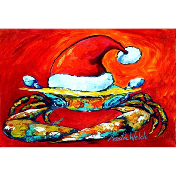 Carolines Treasures Crab In Santa Hat Santa Claws Fabric Placemat - MW1169PLMT