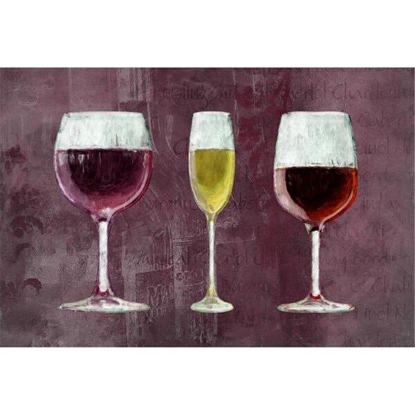 Carolines Treasures Three Glasses Of Wine Purple Fabric Placemat - SB3073PLMT