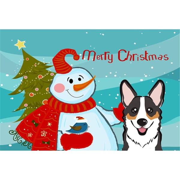 Carolines Treasures Snowman With Tricolor Corgi Fabric Placemat - BB1875PLMT