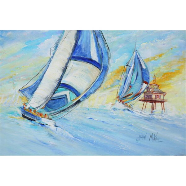 Carolines Treasures Sailboats And Middle Bay Lighthouse Fabric Placemat - JMK1005PLMT