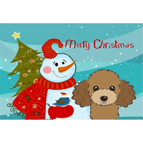 Carolines Treasures Snowman With Chocolate Brown Poodle Fabric Placemat - BB1876PLMT