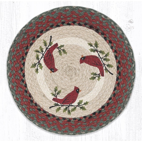 Razoredge 15 x 15 in. PM-RP-25 Holly Cardinal Printed Round Placemat - RA2548520