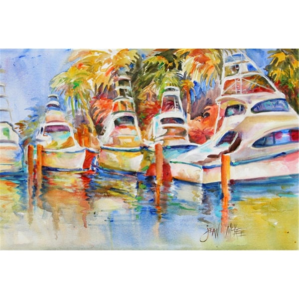 Carolines Treasures Deep Sea Fishing Boats At The Dock Fabric Placemat - JMK1052PLMT