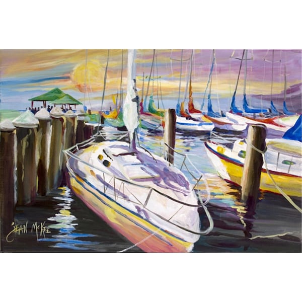 Carolines Treasures Sailboats At The Fairhope Yacht Club Docks Fabric Placemat - JMK1044PLMT