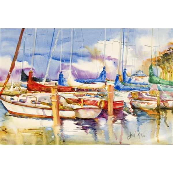 Carolines Treasures End Stall Sailboats Fabric Placemat - JMK1049PLMT