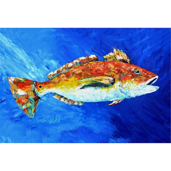 Carolines Treasures Red Fish White Spin Fabric Placemat - MW1212PLMT