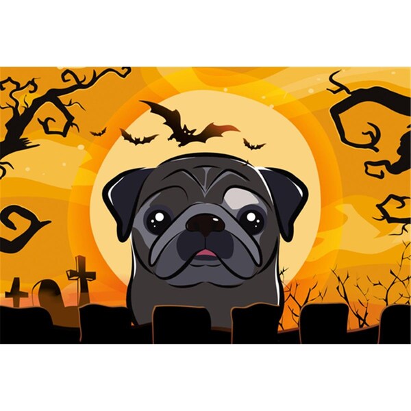 Carolines Treasures Halloween Black Pug Fabric Placemat - BB1821PLMT