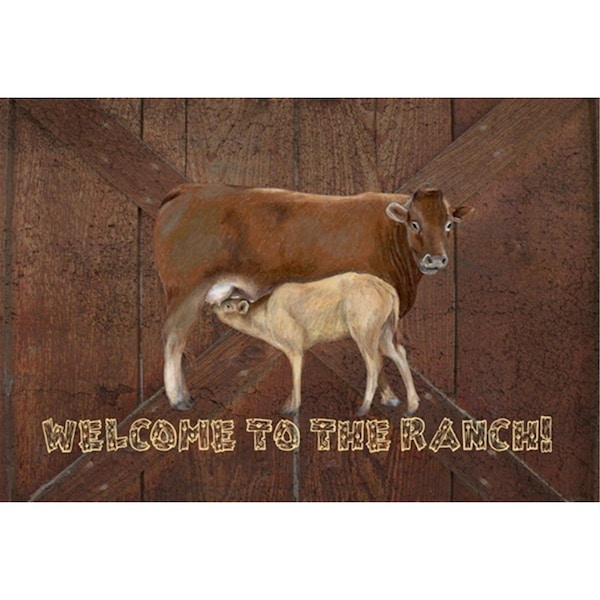 Carolines Treasures Welcome To The Ranch With The Cow And Baby Fabric Placemat - SB3084PLMT