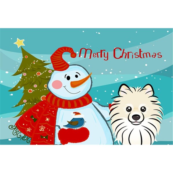 Carolines Treasures Snowman With Pomeranian Fabric Placemat - BB1827PLMT