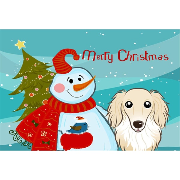 Carolines Treasures Snowman With Longhair Creme Dachshund Fabric Placemat - BB1832PLMT