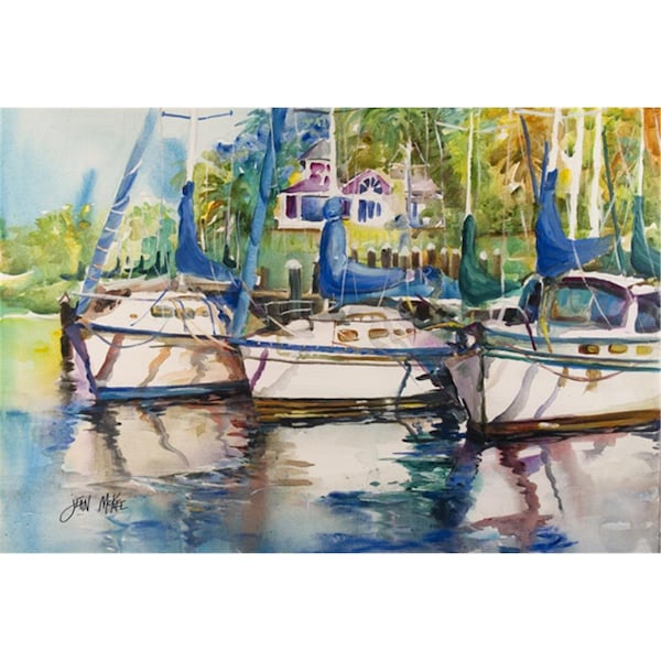 Carolines Treasures Safe Harbour Sailboats Fabric Placemat - JMK1071PLMT