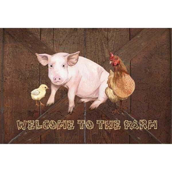Carolines Treasures Welcome To The Farm With The Pig And Chicken Fabric Placemat - SB3083PLMT
