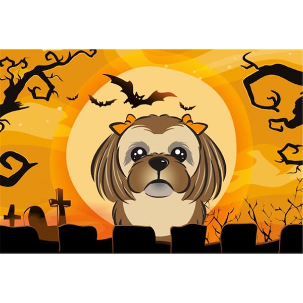 Carolines Treasures Halloween Chocolate Brown Shih Tzu Fabric Placemat - BB1807PLMT