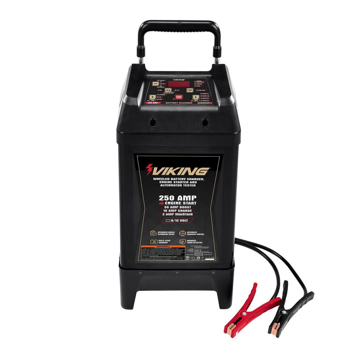 Cargador de batería con ruedas Viking 2/15/50/250 Amp 6/12V, arrancador de motor y probador de alternador - 59466