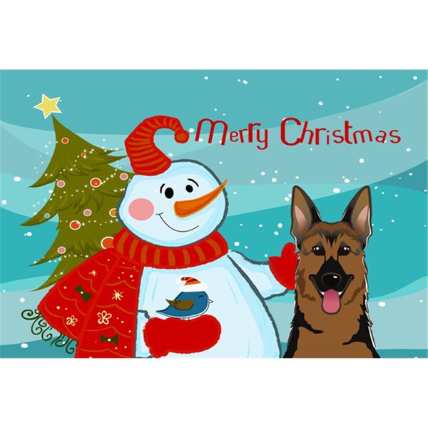 Carolines Treasures Snowman With German Shepherd Fabric Placemat - BB1831PLMT