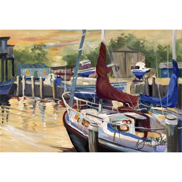 Carolines Treasures New Sunset Bay Sailboat Fabric Placemat - JMK1083PLMT