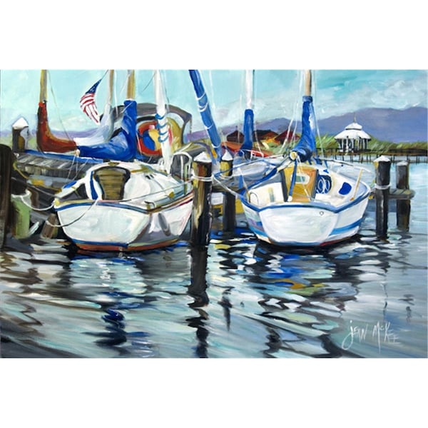 Carolines Treasures Tourquoise Bay Sailboat Fabric Placemat - JMK1087PLMT