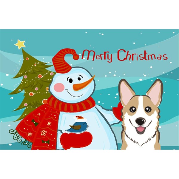 Carolines Treasures Snowman With Sable Corgi Fabric Placemat - BB1873PLMT