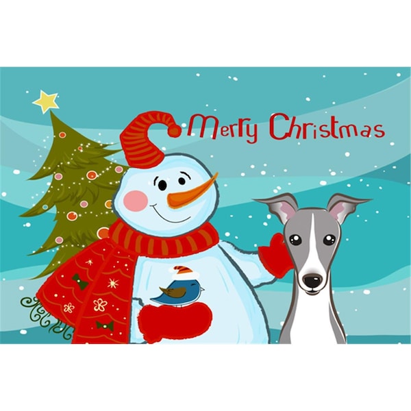 Carolines Treasures Snowman With Italian Greyhound Fabric Placemat - BB1856PLMT