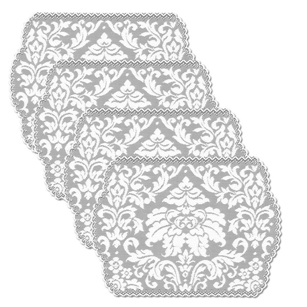 Bpf 14 x 20 in. Heritage Damask Placemats, Pearl - Set of 4 - BP3509520