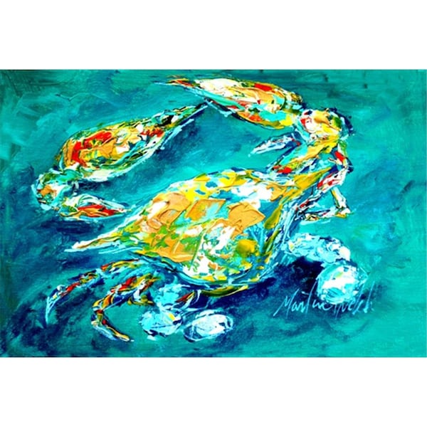 Carolines Treasures By Chance Crab in Aqua blue Fabric Placemat - MW1162PLMT