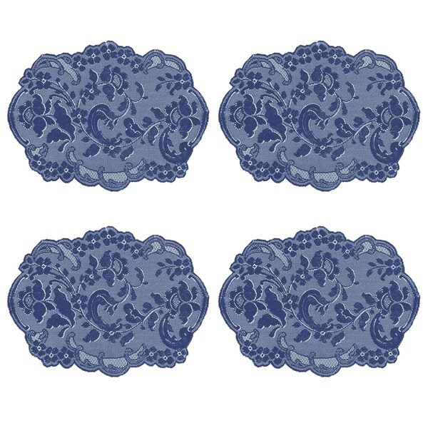Bpf 14 x 19 in. Elizabeth Placemats, Indigo - Set of 4 - BP2975805